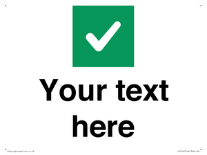 Custom plain background, green square with tick sign